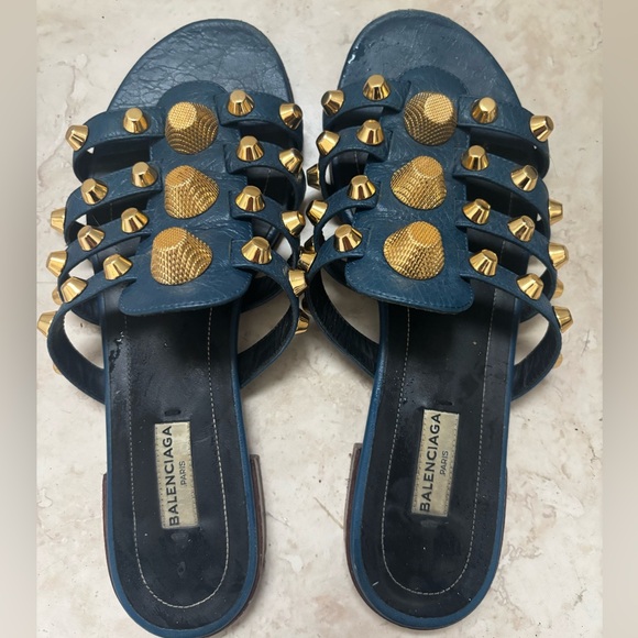 Balenciaga Blue Studded Leather Arena - Picture 4 of 6